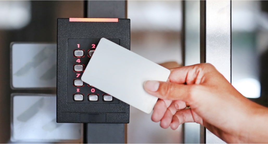Keycard being used at access control device