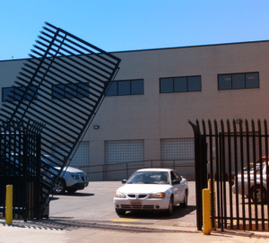 Lift gate open to allow a car to pass